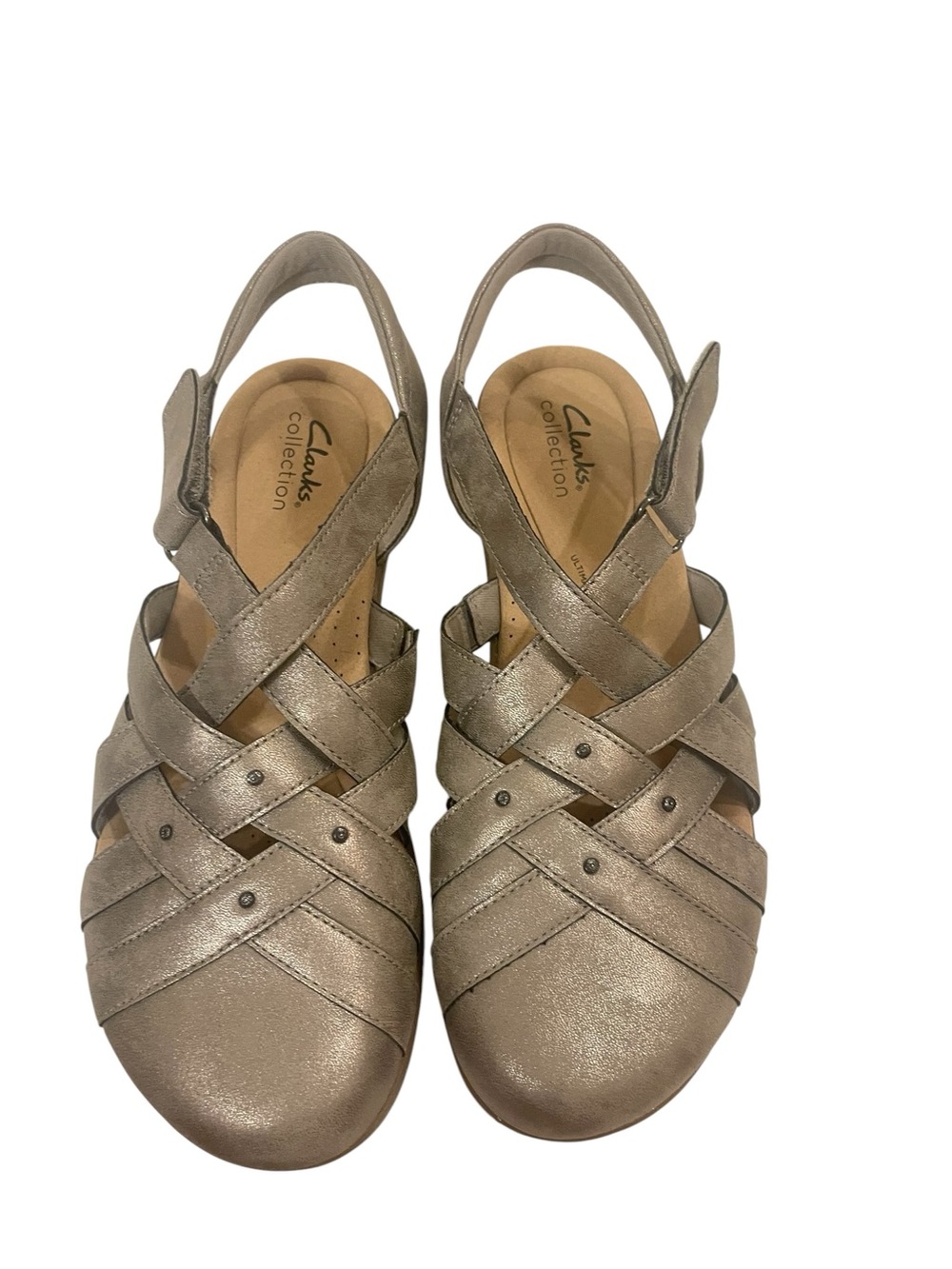 Women’s Clarks Elizabelle Sea Fisherman’s Sandals Metallic Shoes - Picture 2 of 5